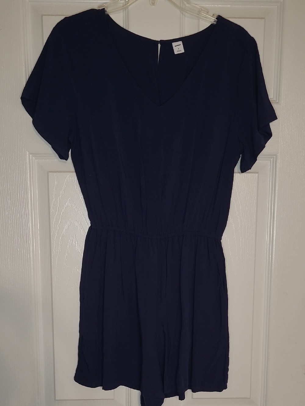 Old Navy Navy Short Sleeve V-Neck Romper